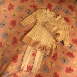 Infant powder pink floral set w/ matching hat